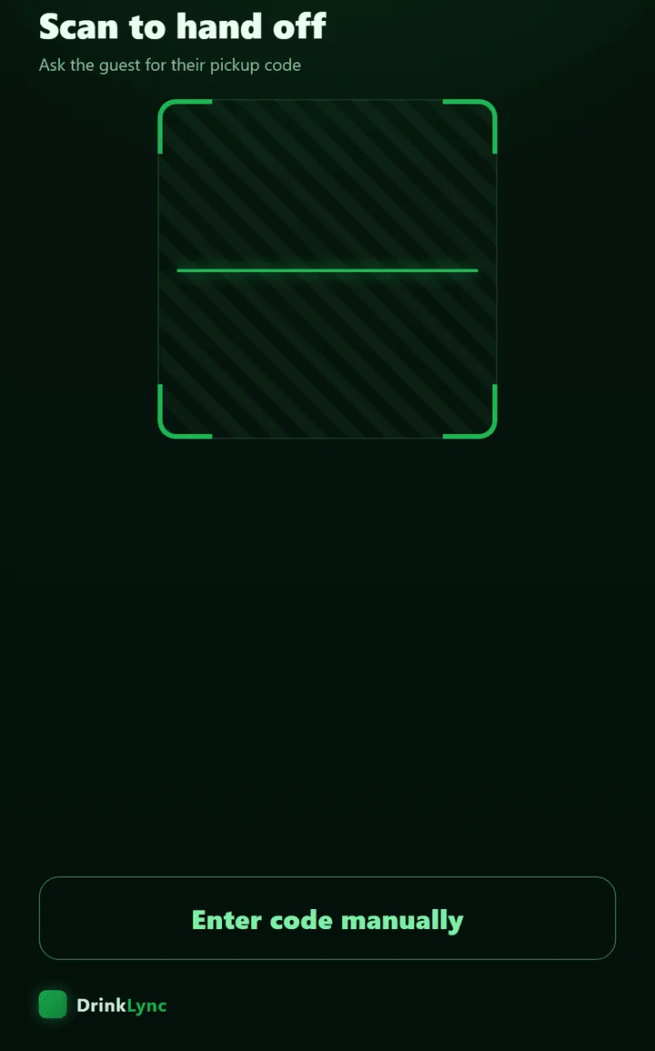 The gatekeeper scan screen with an Enter code manually button